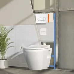 Vitra Pack WC suspendu Integra blanc + bâti mur porteur V-Fix Core + Plaque Round Blanche