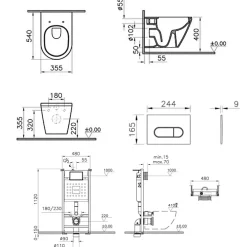 Vitra Pack WC suspendu Integra blanc + bâti mur porteur V-Fix Core + Plaque Round Blanche
