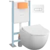 Vitra Pack WC suspendu Sento blanc mat + bâti autoportant V-Fix Core + Plaque Round Blanche