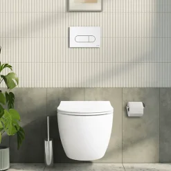 Vitra Pack WC suspendu Sento blanc mat + bâti autoportant V-Fix Core + Plaque Round Blanche