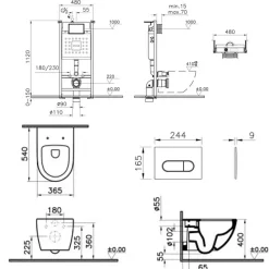Wc Suspendu|Vitra Pack WC suspendu Sento blanc + bâti autoportant V-Fix Core + Plaque Round Blanche