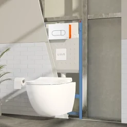 Wc Suspendu|Vitra Pack WC suspendu Sento blanc + bâti autoportant V-Fix Core + Plaque Round Blanche