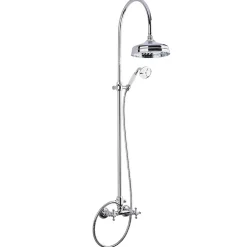 Colonne De Douche Hydromassante|Paffoni Ricordi Colonne de douche vintage complète avec mélangeur + Douchette à main + Flexible, Chrome (ZCOL000)