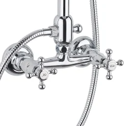 Colonne De Douche Hydromassante|Paffoni Ricordi Colonne de douche vintage complète avec mélangeur + Douchette à main + Flexible, Chrome (ZCOL000)