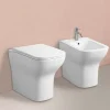 Kiamami Valentina Paire Bidet + Installation De Toilette Au Sol Affleurante Au Mur En Céramique Blanche
