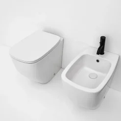 Wc À Poser|Kiamami Valentina Paire De Bidet Et Wc Sur Pied Blanc Mat Avec Couvercle De Toilette