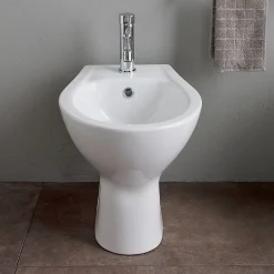 Wc À Poser|Kiamami Valentina Paire De Sanitaires Au Sol Wc Et Bidet En Céramique Blanche - Cipro