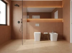 Laneri Paire de Sanitaires Edge Rim - Cuvette + Bidet Filo Muro Blanc Brillant - Sans Bride, Abattant Soft-Close