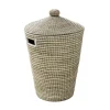 Accessoire Buanderie|GoodHome Panier à linge 44 litres en jonc de mer et polyester blanc l.53 x P.50 x H.65 cm Bonetta