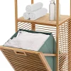 Giantex Panier à Linge en Bambou, Étagère Résistant à la Corrosion et aux Mites, Idéal pour Salle de Bain, Chambre, Balcon, Marron et Vert