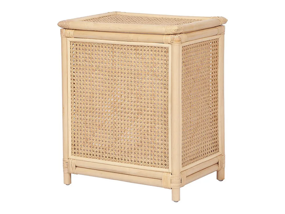 Meuble Buanderie|Vente-unique Panier à linge en rotin finition cannage avec couvercle - L. 45 x P. 33 x H. 56 cm - Naturel - CALYMA