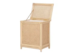 Meuble Buanderie|Vente-unique Panier à linge en rotin finition cannage avec couvercle - L. 45 x P. 33 x H. 56 cm - Naturel - CALYMA