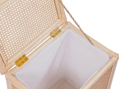 Meuble Buanderie|Vente-unique Panier à linge en rotin finition cannage avec couvercle - L. 45 x P. 33 x H. 56 cm - Naturel - CALYMA
