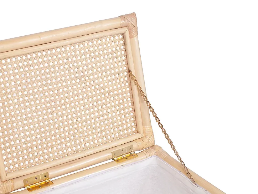 Meuble Buanderie|Vente-unique Panier à linge en rotin finition cannage avec couvercle - L. 45 x P. 33 x H. 56 cm - Naturel - CALYMA