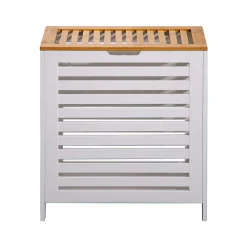 Mobili Rebecca Panier de Bain MDF Bambu Blanc Marron Vêtements Rebecca Mobili