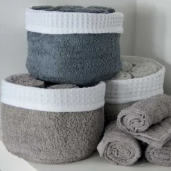 Serviette De Bain|Sud Etoff Panier invité avec serviettes (30x30 cm - Taupe)