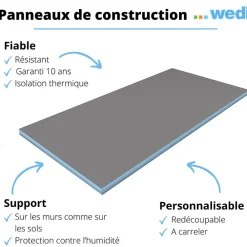 Wedi Panneau de construction 125 x 60 x 1 cm
