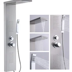 Colonne De Douche Hydromassante|Homelody Panneau de douche Chromé en Laiton 4 en 1 Colonne de Douche Hydromassante Murale Système de Douche Multifonctionnel