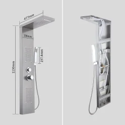 Colonne De Douche Hydromassante|Homelody Panneau de douche Chromé en Laiton 4 en 1 Colonne de Douche Hydromassante Murale Système de Douche Multifonctionnel