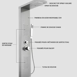 Colonne De Douche Hydromassante|Homelody Panneau de douche Chromé en Laiton 4 en 1 Colonne de Douche Hydromassante Murale Système de Douche Multifonctionnel