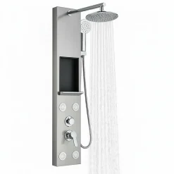 Signature Panneau de Douche en Laiton Massif, Jets Hydromassants, Douche Effet Pluie XXL