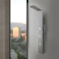 Kiamami Valentina Panneau De Douche Hydromassante En Acier Brossé Chromé H 150Cm