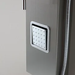 Pommeau De Douche, Flexible Et Barre De Douche|Kiamami Valentina Panneau De Douche Hydromassante En Acier Chromé Avec Design Carré