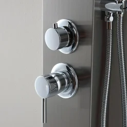 Pommeau De Douche, Flexible Et Barre De Douche|Kiamami Valentina Panneau De Douche Hydromassante En Acier Chromé Avec Design Carré