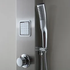 Pommeau De Douche, Flexible Et Barre De Douche|Kiamami Valentina Panneau De Douche Hydromassante En Acier Chromé Avec Design Carré