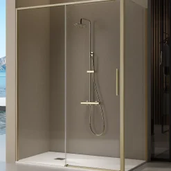 Porte De Douche|Kassandra Panneau de douche lateral fixe pour paroi de douche DELTA or brosse 66.5-69 cm