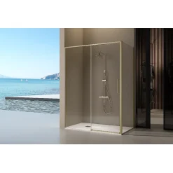 Porte De Douche|Kassandra Panneau de douche lateral fixe pour paroi de douche DELTA or brosse 66.5-69 cm