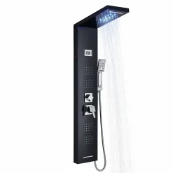 Signature Panneau de douche mural en Noir Mat - Lumière LED