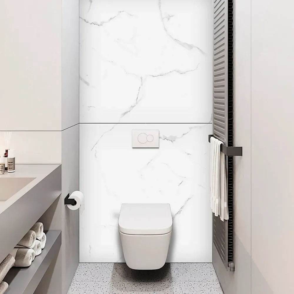 Kobert-in Panneau d'habillage pour bâti,support WC suspendu, 1200x1200x4 mm, finition Marbre Blanc, Mud KOBERT,IN