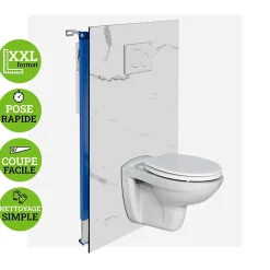 Kobert-in Panneau d'habillage pour bâti,support WC suspendu, 1200x1200x4 mm, finition Marbre Blanc, Mud KOBERT,IN