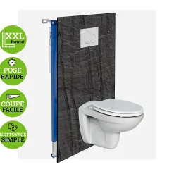 Kobert-in Panneau d'habillage pour bâti,support WC suspendu, 1200x1200x4 mm, finition Pierre Noir, Manson KOBERT,IN
