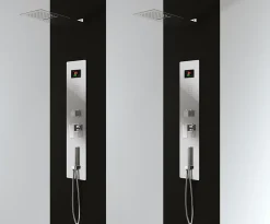 Colonne De Douche Encastrable|Laneri Panneau douche en acier inox avec 4 fonctions, inclu le flexible, la douche à main, les gets hydromassage, la cascade cervicale