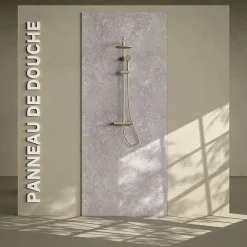 Panneau Mural De Salle De Bains|Mon Marché Déco Panneau Douche PVC Béton - L. 240 x l. 100 x ép. 1 cm