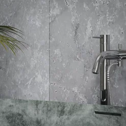 Panneau Mural De Salle De Bains|Mon Marché Déco Panneau Douche PVC Béton - L. 240 x l. 100 x ép. 1 cm