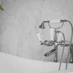 Panneau Mural De Salle De Bains|Mon Marché Déco Panneau Douche PVC Marbre de Carrare - L. 240 x l. 100 x ép. 1 cm