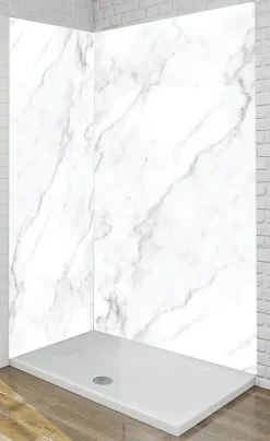 Panneau Mural De Salle De Bains|Ma nouvelle décoration Panneau Mural Alu Douche salle de bain MARBRE BLANC Mat 120 cm x 210 cm Ma Nouvelle Déco
