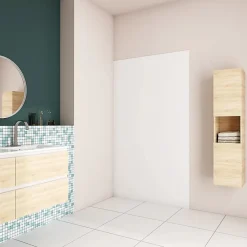 AICA Sanitaire Panneau mural de douche blanc 90x210cm,Panneaux muraux salle de bain habillage mural aluminium,avec 2 profilés de finition