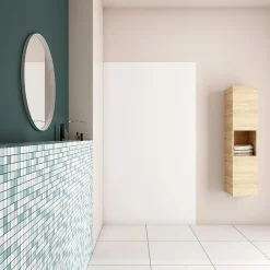 AICA Sanitaire Panneau mural de douche blanc 90x210cm,Panneaux muraux salle de bain habillage mural aluminium,avec 2 profilés de finition