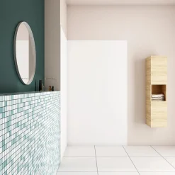 AICA Sanitaire Panneau mural de douche blanc 100x80x210cm,Panneaux muraux salle de bain habillage mural aluminium,avec 2 profilés de finition