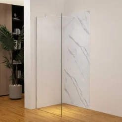 Panneau Mural De Salle De Bains|AICA Sanitaire Panneau mural de douche effet blanc marbre 80 x 210 cm mural aluminium avec 1 profile - Étanche, durable et facile à nettoyer