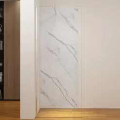Panneau Mural De Salle De Bains|AICA Sanitaire Panneau mural de douche effet blanc marbre 80 x 210 cm mural aluminium avec 1 profile - Étanche, durable et facile à nettoyer