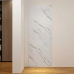 Panneau Mural De Salle De Bains|AICA Sanitaire Panneau mural de douche effet blanc marbre 80 x 210 cm mural aluminium avec 1 profile - Étanche, durable et facile à nettoyer