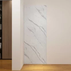AICA Sanitaire Panneau mural de douche effet blanc marbre 120 x 210 cm mural aluminium - Étanche, durable et facile à nettoyer
