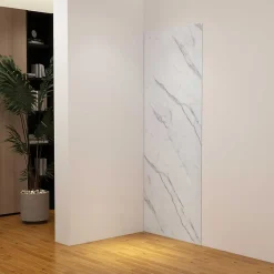 AICA Sanitaire Panneau mural de douche effet blanc marbre 120 x 210 cm mural aluminium - Étanche, durable et facile à nettoyer