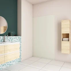 AICA Sanitaire Panneau mural de douche Ivoire 90x210cm,Panneaux muraux salle de bain habillage mural aluminium,avec 2 profilés de finition