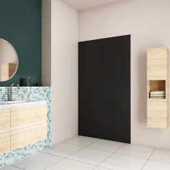 Panneau Mural De Salle De Bains|AICA Sanitaire Panneau mural de douche Noir 120x210cm,Panneaux muraux salle de bain habillage mural aluminium,avec 2 profilés de finition